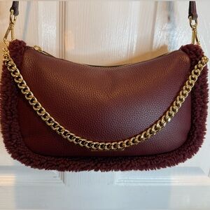 MICHAEL KORS CARMELA MEDIUM SHEARLING LEATHER POUCHETTE